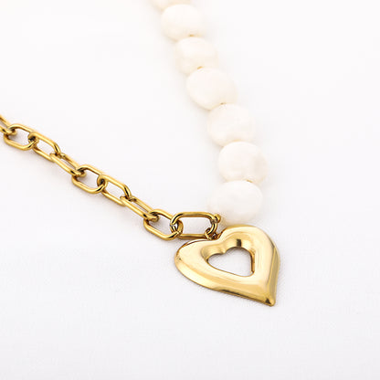 Ketting parels schakel - goud - At Styles