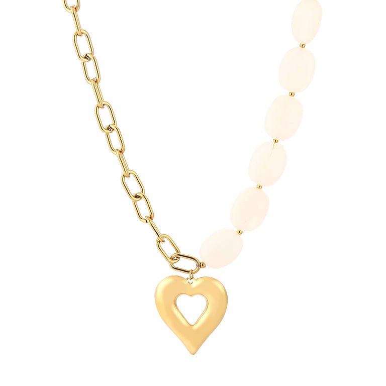 Ketting parels schakel - goud - At Styles