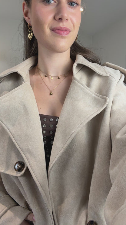 Cropped trenchcoat jasje - beige