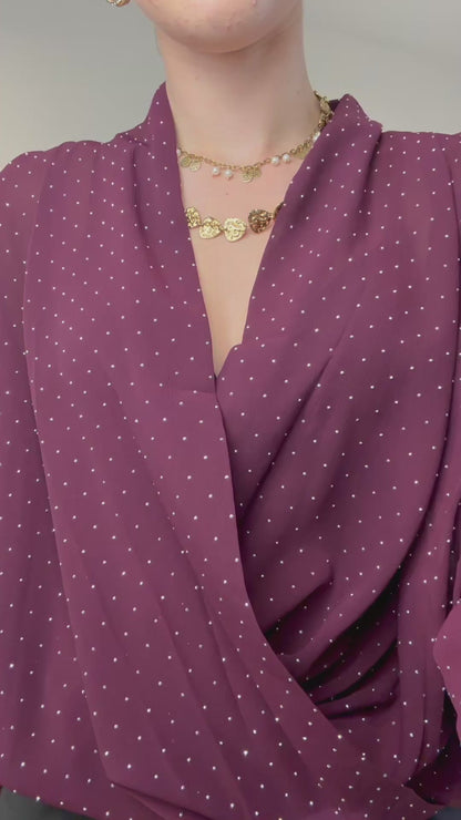Strass blouse - bordeaux