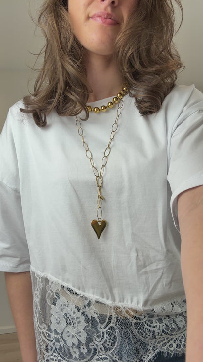 Shirt met kant - wit