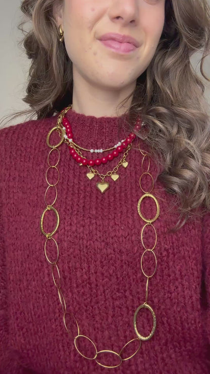 Oversized gebreide trui - bordeaux