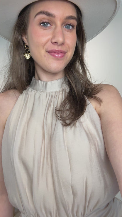 Playsuit met open rug - beige