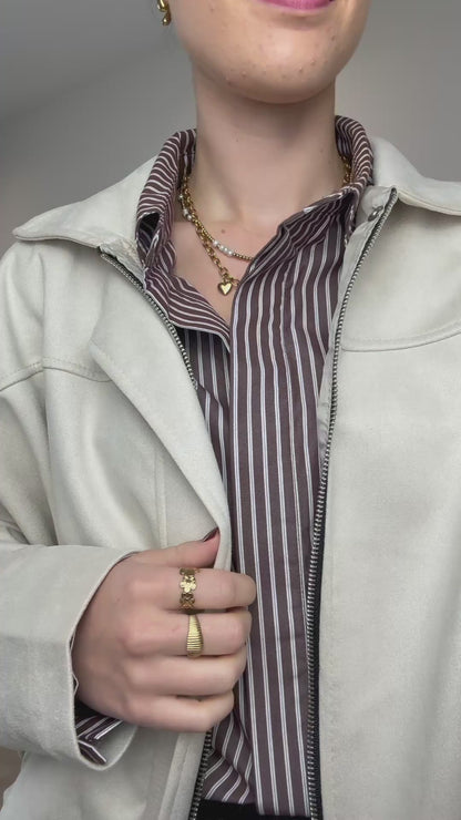 Suede bomber jasje - beige