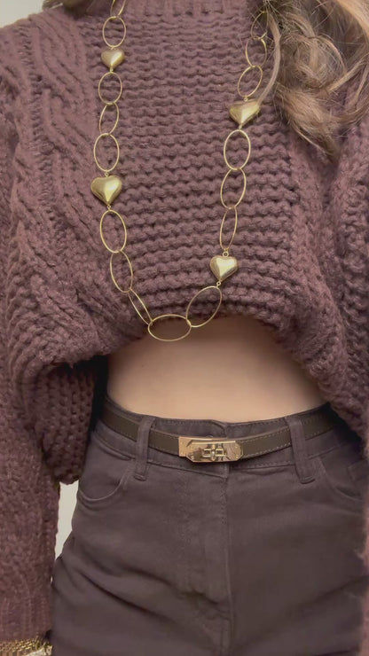 High waist - wide leg jeans - bruin