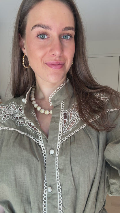 Jurkje met witte details - groen