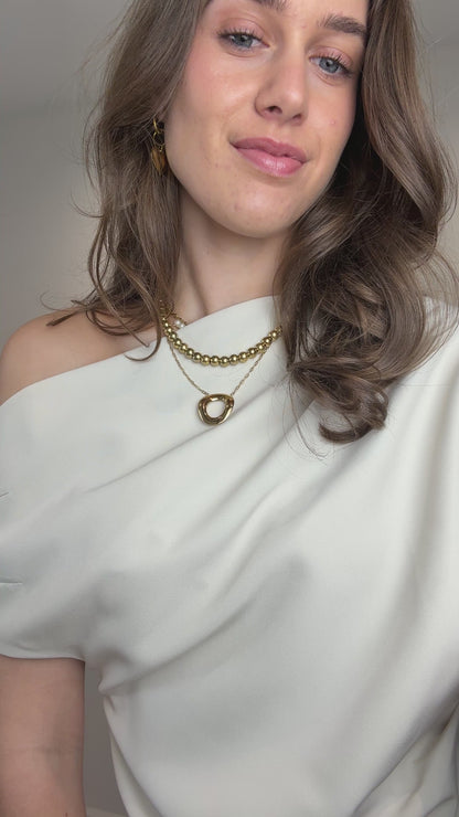 Asymmetrisch one shoulder top - creme