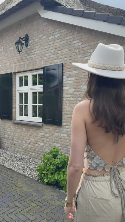 PRE-ORDER Handgemaakte schelpen halter top (28 mei in huis)