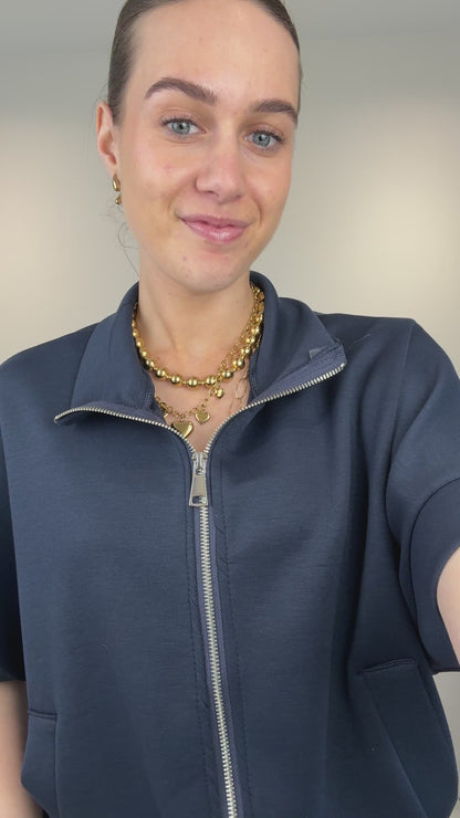 Top/vest met rits - donkerblauw