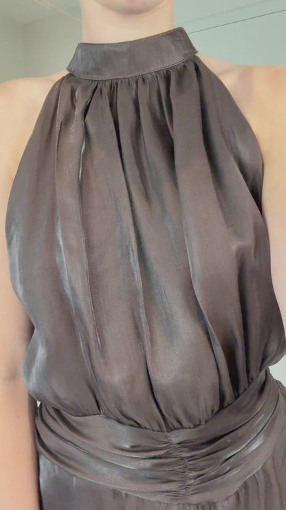 Playsuit met open rug - bruin