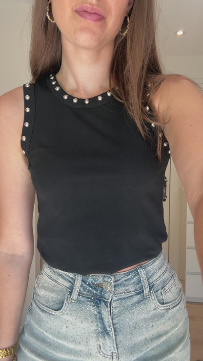 Bermuda jort met strass steentjes - denim