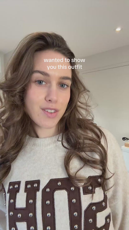 Soho trui met studs - beige