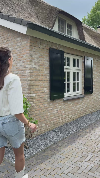 Front split blazer - wit met krijtstreep