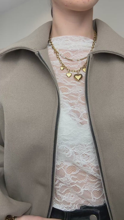 Bomber jasje vilt - beige