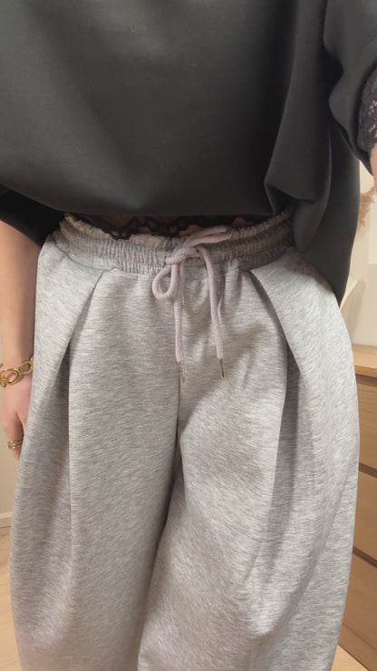 Plooi jogging broek - grijs