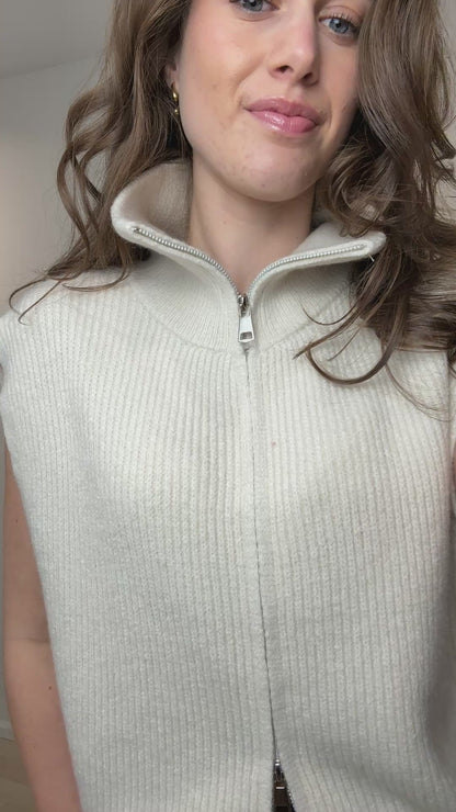 Spencer top/vest met rits - creme