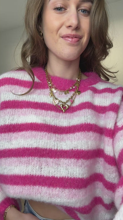 Gestreepte trui - roze