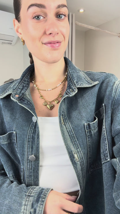 Denim blouse/jasje met veter