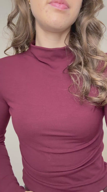Basic top met col - bordeaux