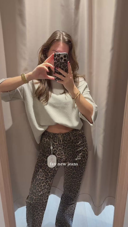 High waist - straight leg stretch jeans glitter - zwart