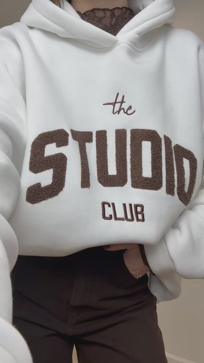 Fleece hoodie/trui Studio - wit