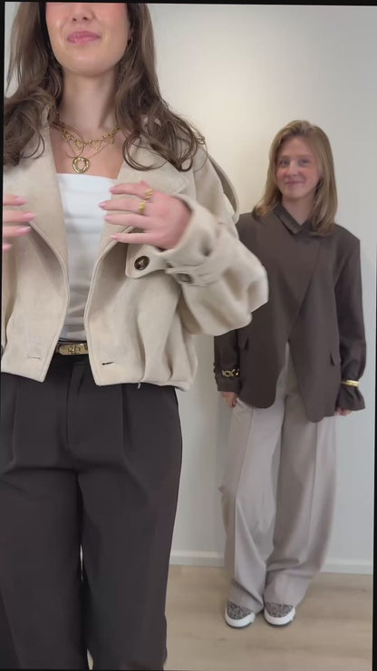 Slouchy enkel laarsjes met hak - beige