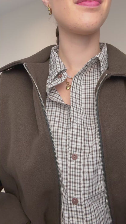 Bomber jasje vilt - bruin