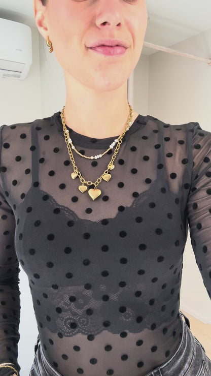 Polkadot mesh top - zwart