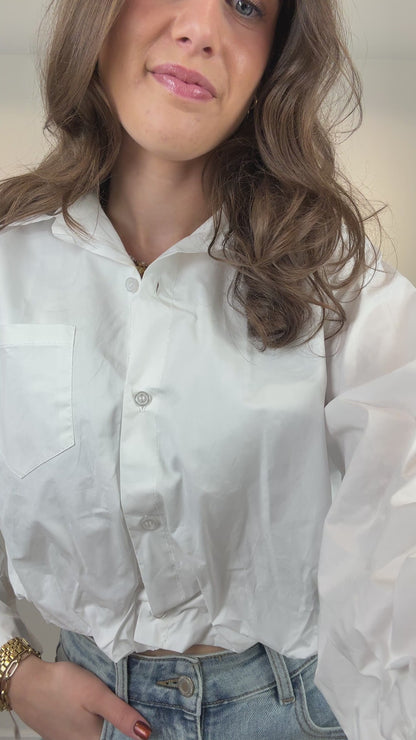 Cropped blouse - wit