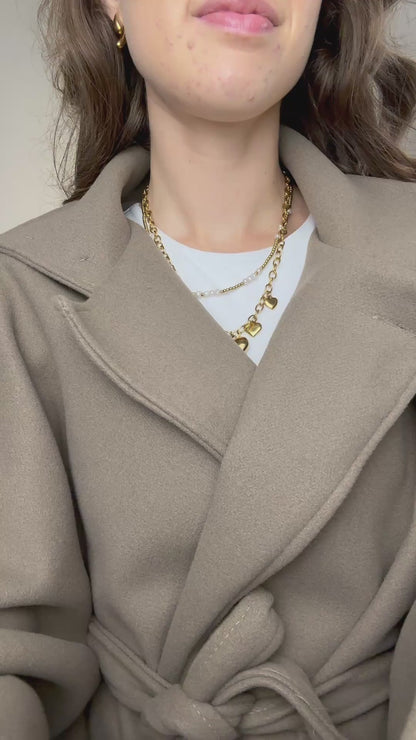 Poncho met strik - beige