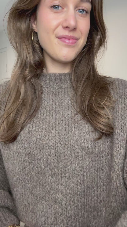 Oversized gebreide trui - taupe