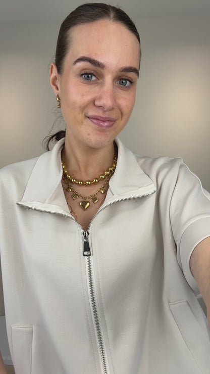 Top/vest met rits - beige