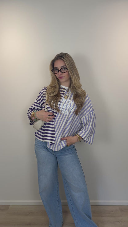 Gestreept studio shirt - lila