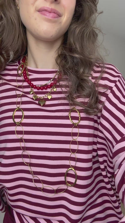 Gestreept shirt - roze/bordeaux