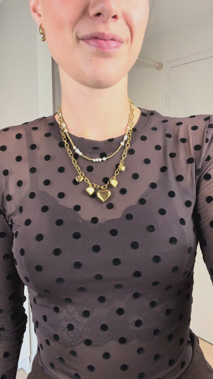 Polkadot mesh top - bruin