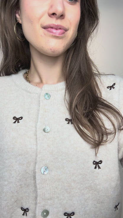 Vest met strikjes - beige