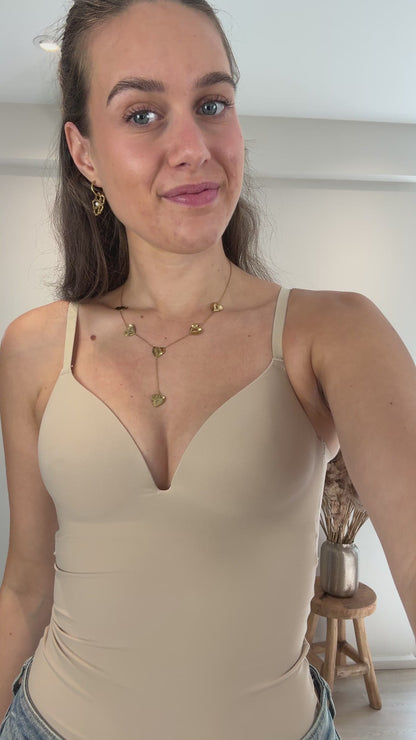 Seamless shaping body met cups - beige
