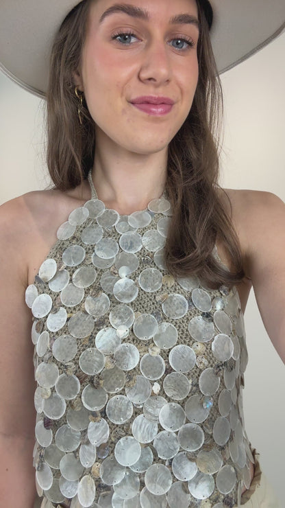 PRE-ORDER Handgemaakte schelpen halter top (28 mei in huis)
