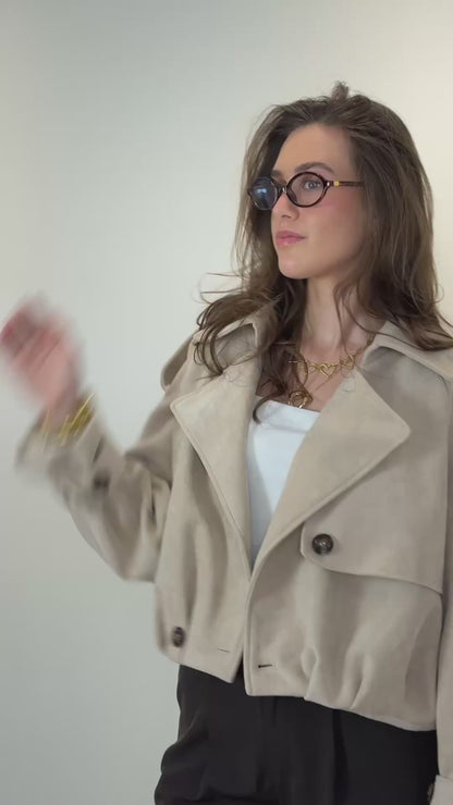 Cropped trenchcoat jasje - beige