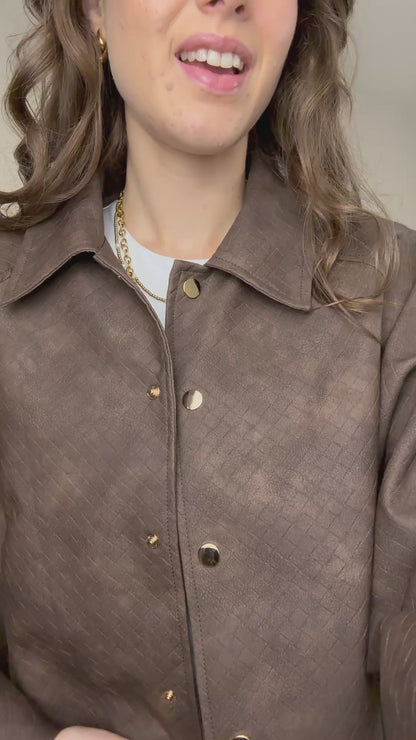 Gevlochten bomber jasje - bruin