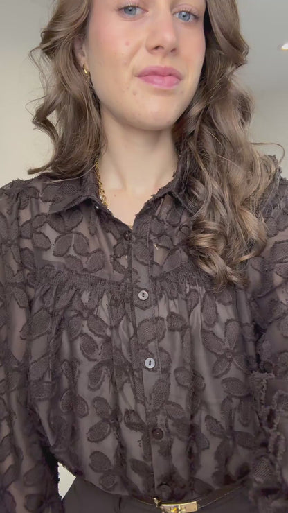 Bloemen blouse - bruin