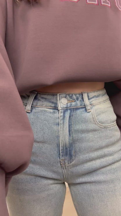 High waist - straight leg stretch jeans - denim
