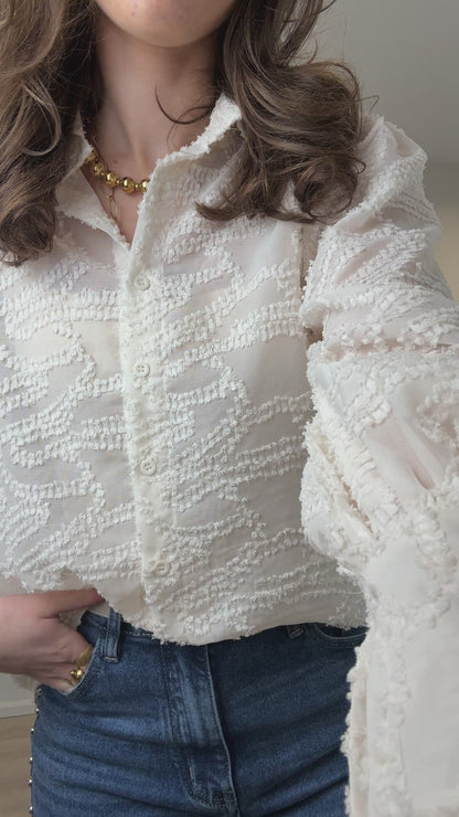 Blouse met ballon mouw - creme