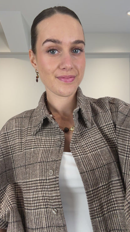Geruite blouse - bruin