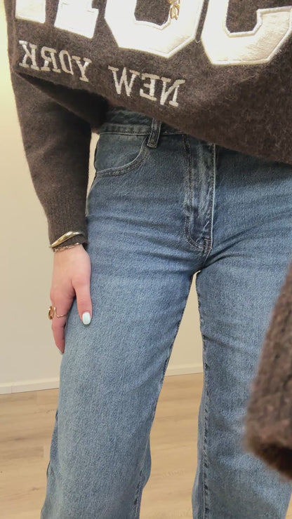 Mid waist - wide leg stretch jeans - denim (tall)