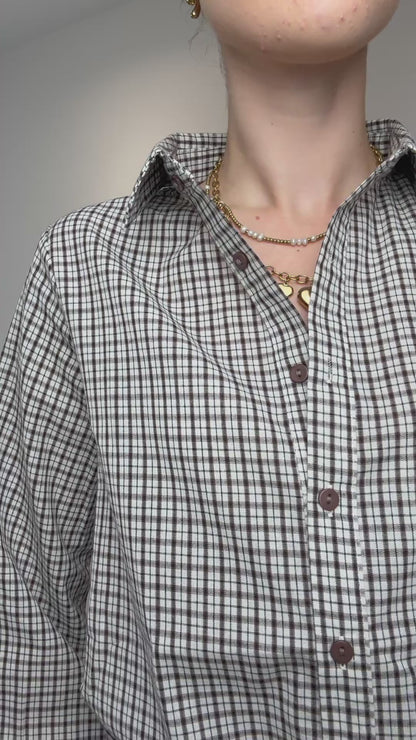 Geruite blouse - bruin