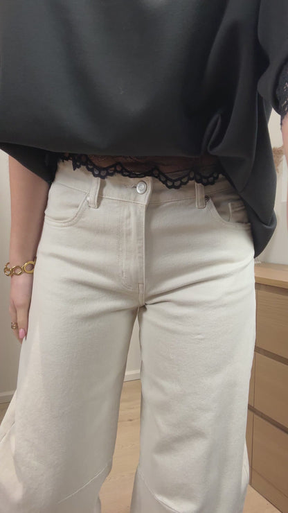 Mid waist - barrel jeans - beige