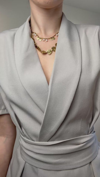 Blazer playsuit met ceintuur - beige