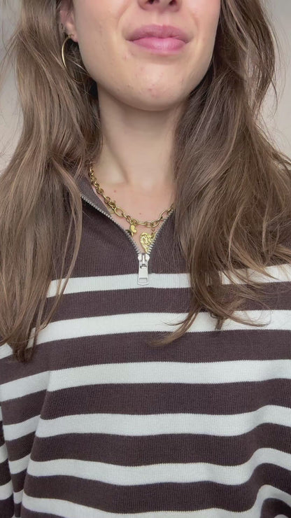 Zipper trui - bruin