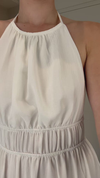 Halter jurk met open rug - wit